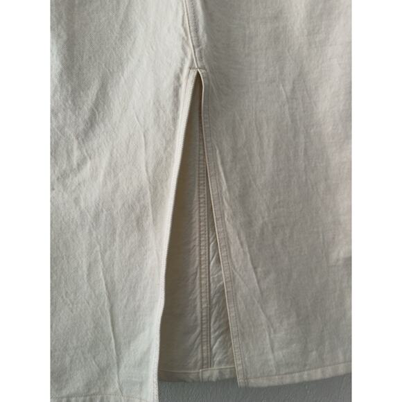 Mango MNG Women's Small Ivory Maxi Denim Jean Front Slit Skirt Cotton Boho - Picture 4 of 12